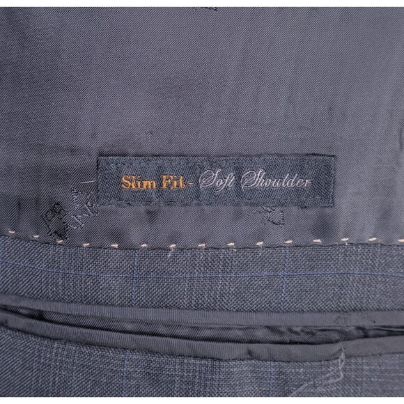 Jos A Bank RESERVE REDA 2 Piece Suit 47R Gray Plaid Jacket Coat Pants Sz 41X27.5 - Picture 12 of 16